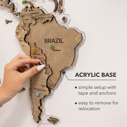 3D LED Wooden World Map 2.0 Terra
