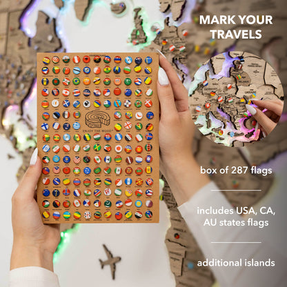 3D LED Wooden World Map 2.0 Terra