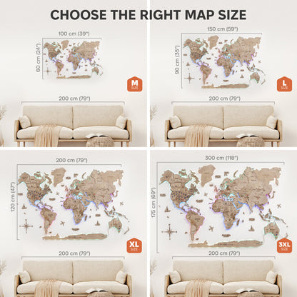 3D LED Wooden World Map 2.0 Terra