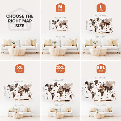 3D LED / LUMINOUS Wooden World Map 3.0 Cappuccino