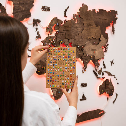3D LED Wooden World Map 3.0 Dark Walnut