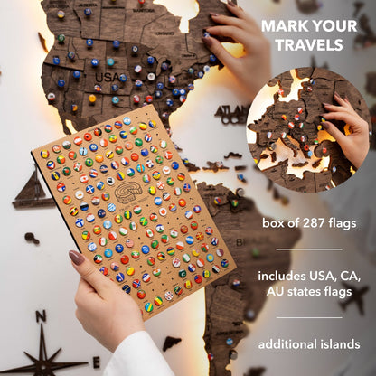 3D LED Wooden World Map 3.0 Dark Walnut