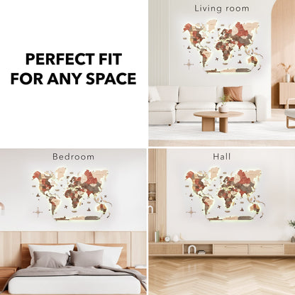 3D LED Wooden World Map 3.0 Fusion