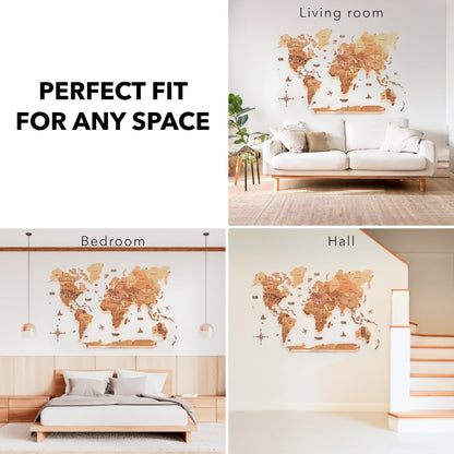3D LED Wooden World Map 3.0 Oak