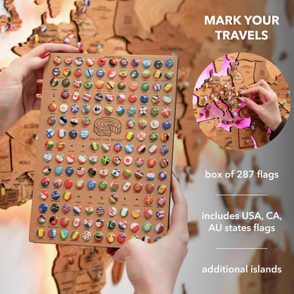 3D LED Wooden World Map 3.0 Oak