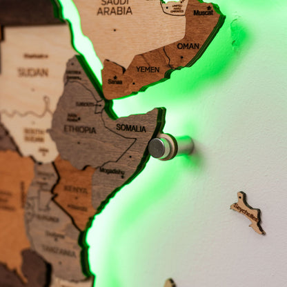 3D LED / LUMINOUS Wooden World Map 3.0 Ocean