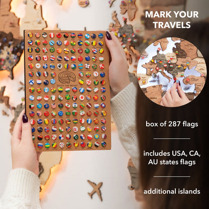 3D LED Wooden World Map 3.0 Smokey