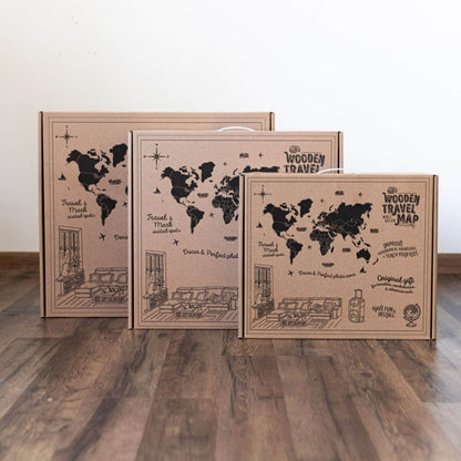 3D LED Wooden World Map 3.0 Dark Walnut