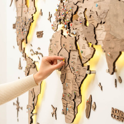 3D LED Wooden World Map 3.0 Terra