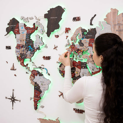 3D LED / LUMINOUS Wooden World Map 3.0 Urban