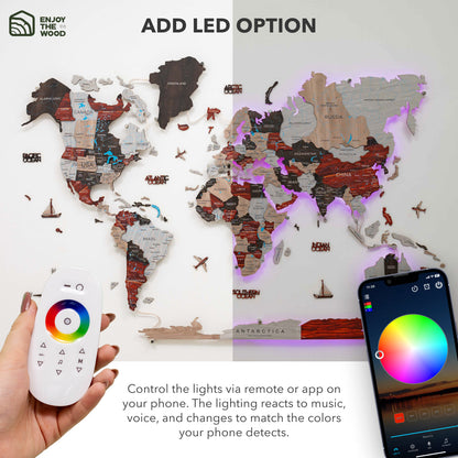 3D LED / LUMINOUS Wooden World Map 3.0 Urban