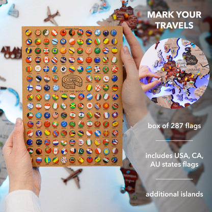 3D LED / LUMINOUS Wooden World Map 3.0 Urban