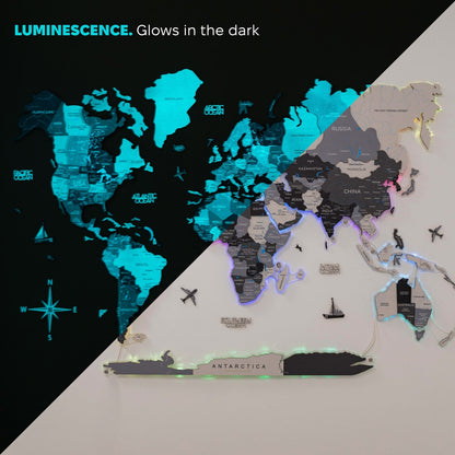 3D LUMINOUS LED Wooden World Map 2.0 Nordik