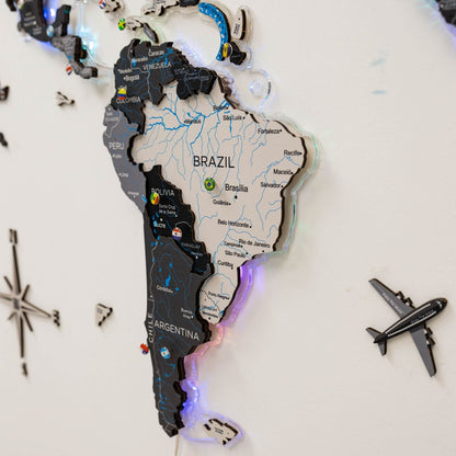 3D LUMINOUS LED Wooden World Map 2.0 Nordik