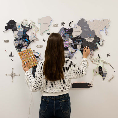 3D LUMINOUS LED Wooden World Map 2.0 Nordik