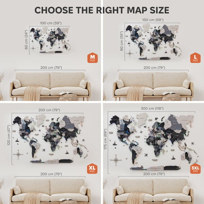 3D LUMINOUS LED Wooden World Map 2.0 Nordik