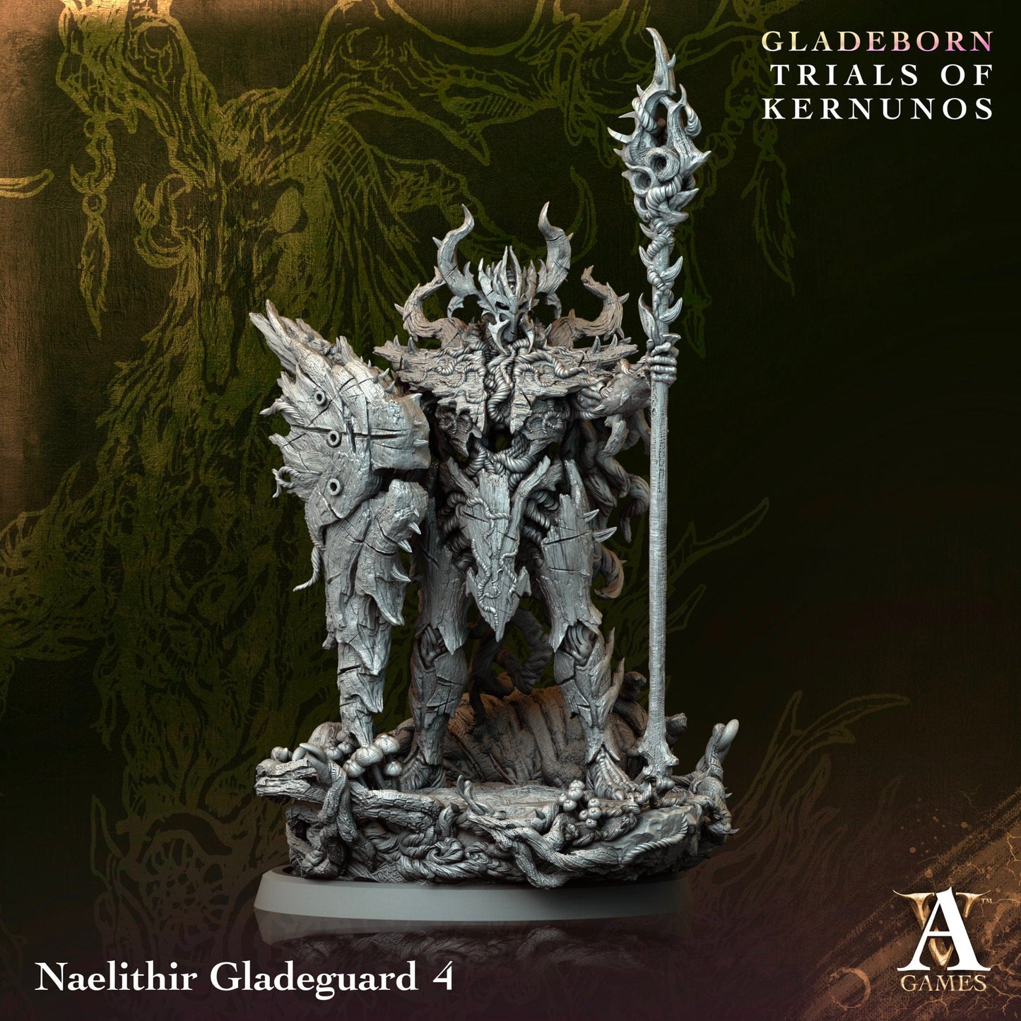 3D Printed Archvillain Naelithir Gladeguard Gladeborn - Trials of Kernunos 28 32mm D&D
