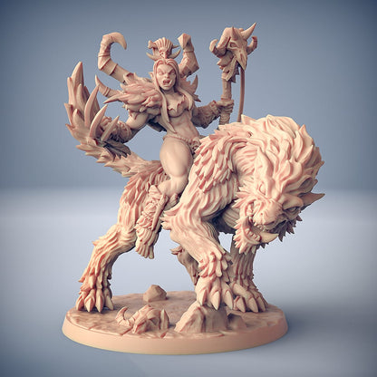 3D Printed Artisan Guild Vesdra on Gorefang (Worg) Orc Barbarians Set  28mm 32mm