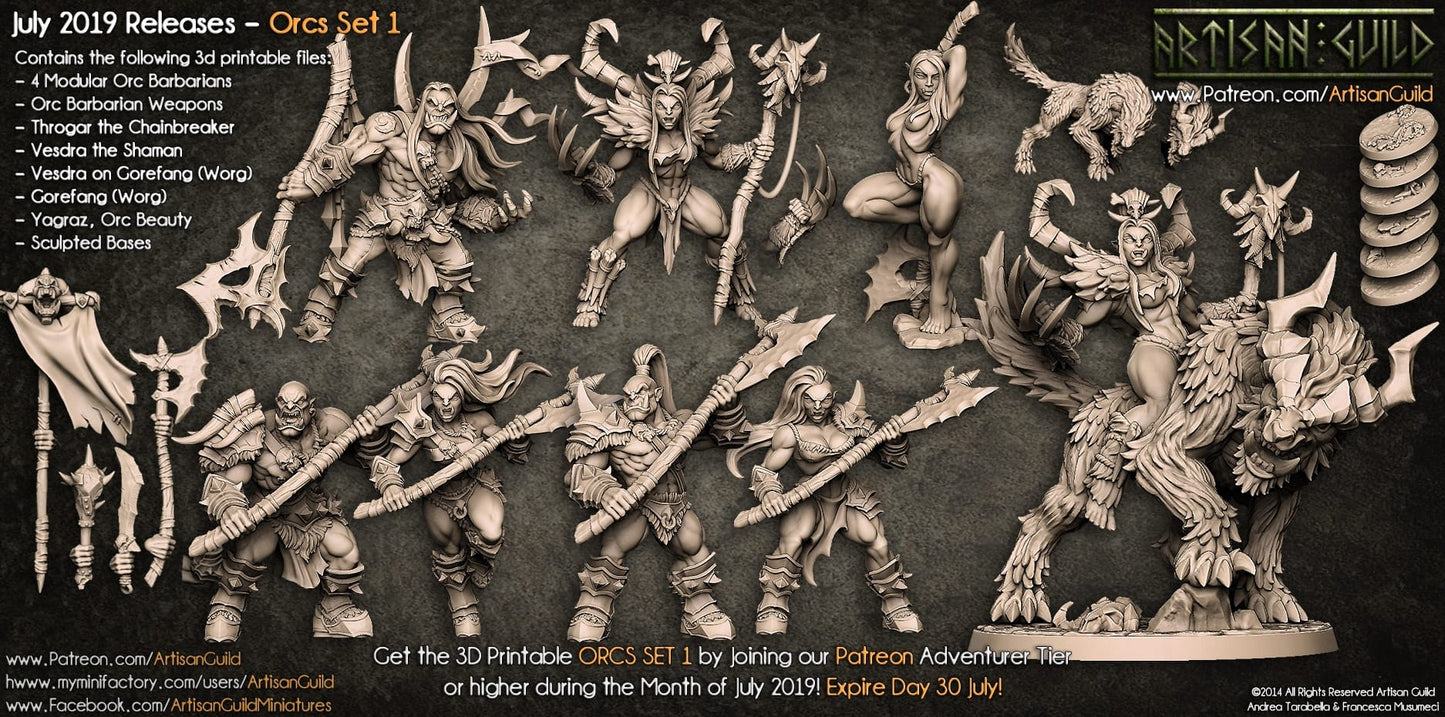 3D Printed Artisan Guild Standalone Weapons for Loot and Racks Orc Barbarians Set  28mm 32mm