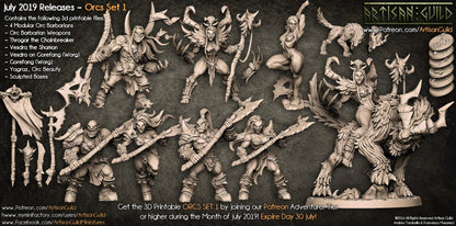 3D Printed Artisan Guild Throgar the Chainbreaker Orc Barbarians Set  28mm 32mm
