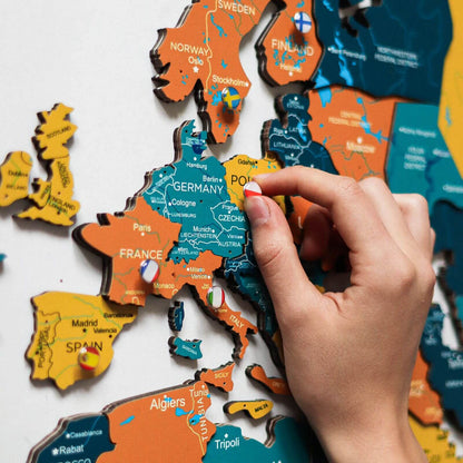 3D Luminous Colored Wooden World Map Indie