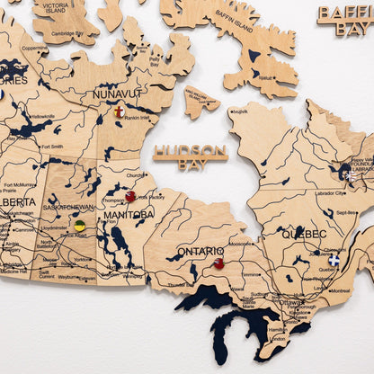 3D Wooden Map of Canada – Gold