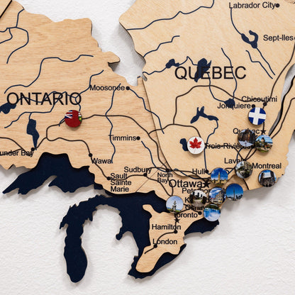 3D Wooden Map of Canada – Gold