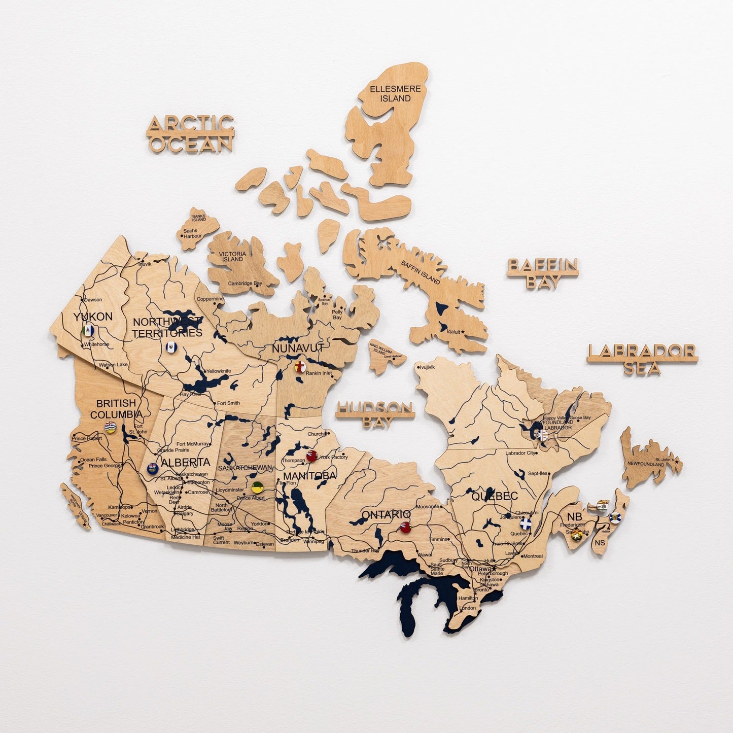 3D Wooden Map of Canada – Gold