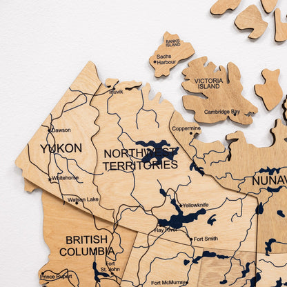 3D Wooden Map of Canada – Gold