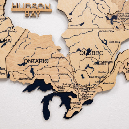3D Wooden Map of Canada – Gold