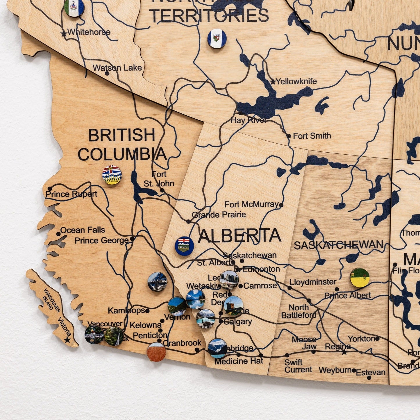 3D Wooden Map of Canada – Gold
