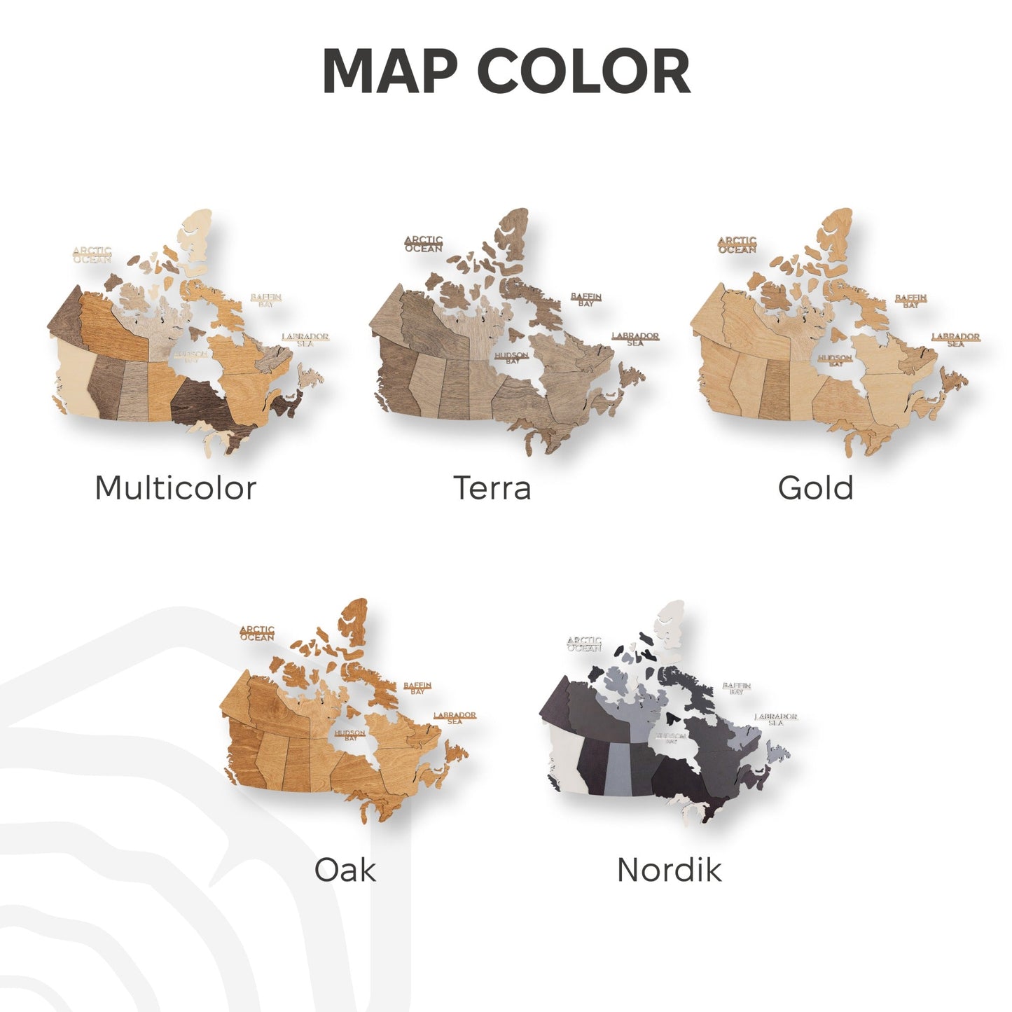 3D Wooden Map of Canada – Gold