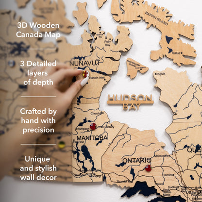 3D Wooden Map of Canada – Gold