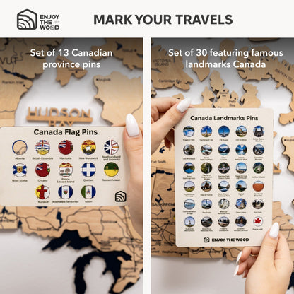 3D Wooden Map of Canada – Gold