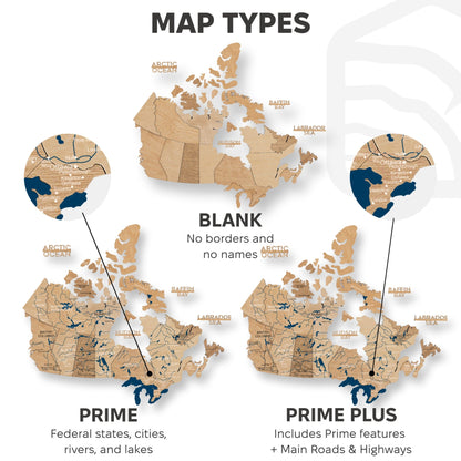 3D Wooden Map of Canada – Gold