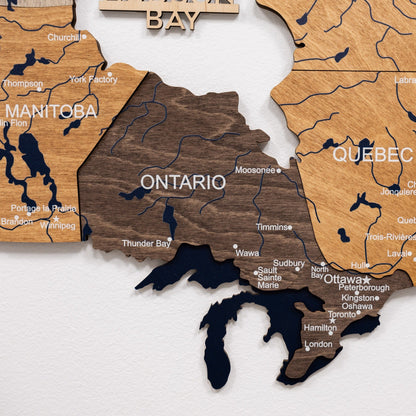 3D Wooden Map of Canada – Multicolor