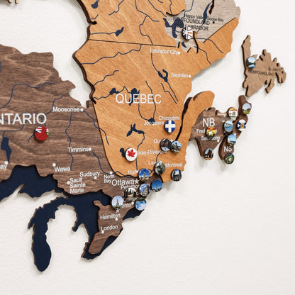3D Wooden Map of Canada – Multicolor