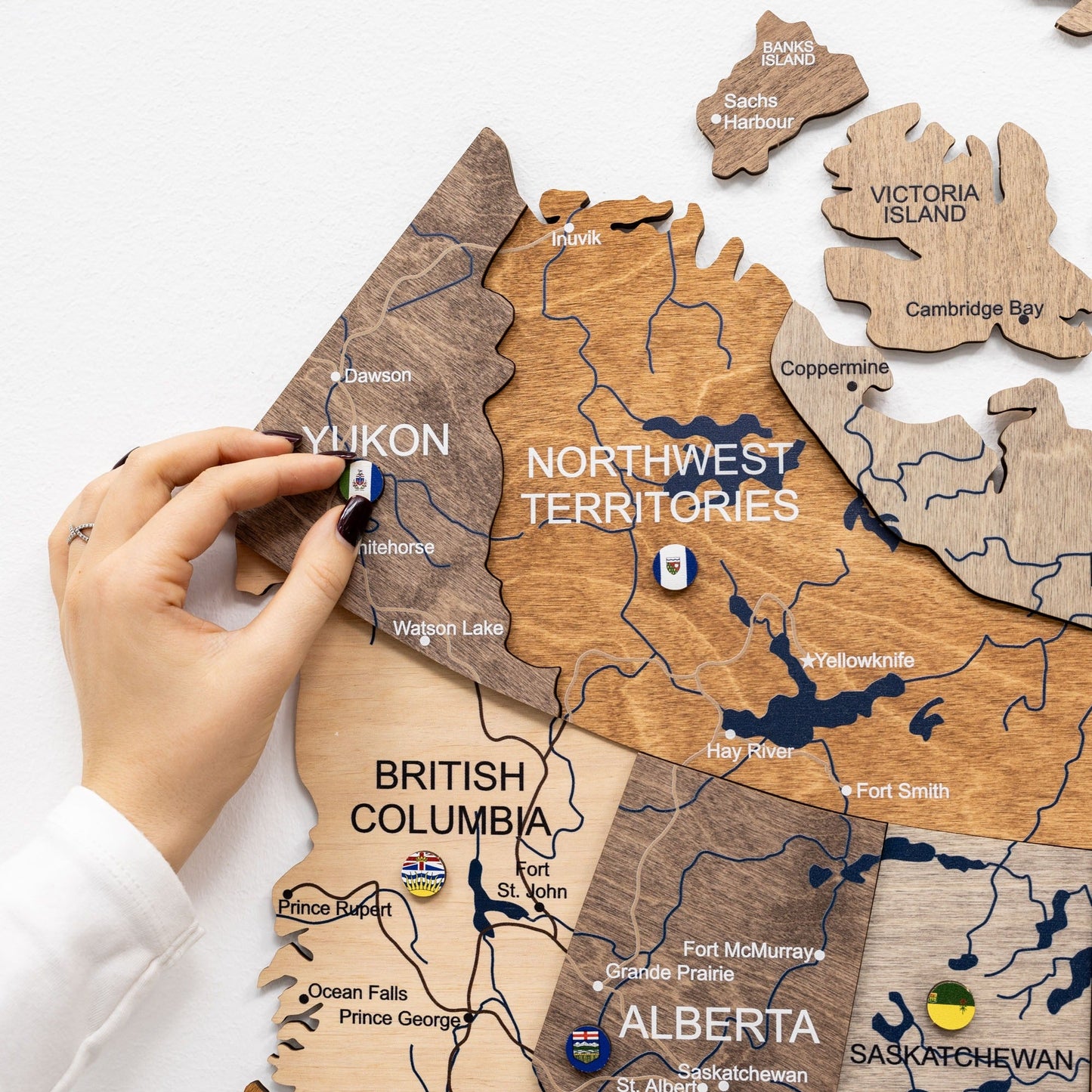 3D Wooden Map of Canada – Multicolor