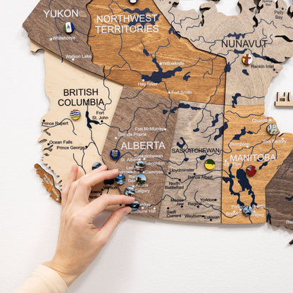 3D Wooden Map of Canada – Multicolor