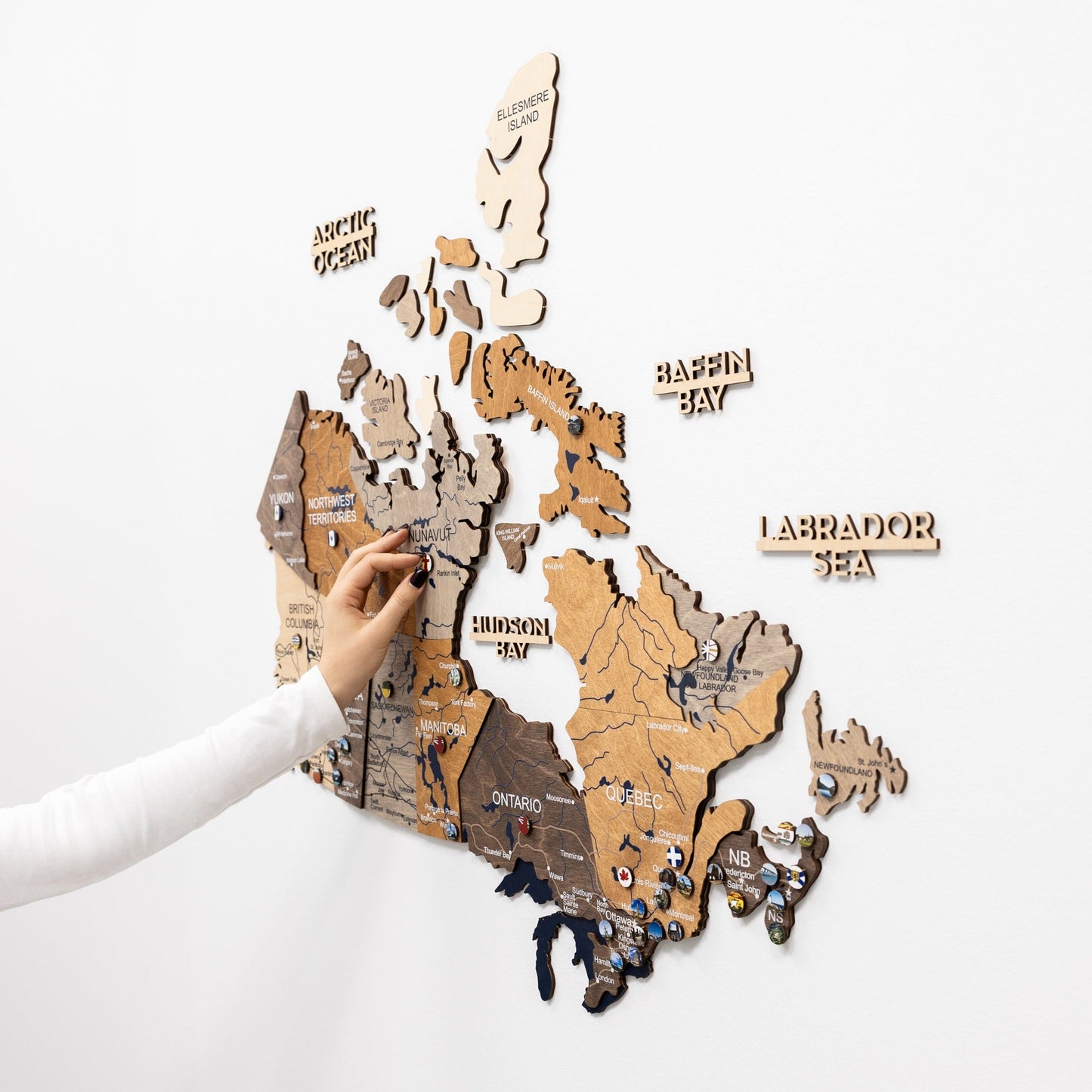 3D Wooden Map of Canada – Multicolor