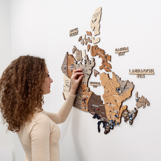 3D Wooden Map of Canada – Multicolor