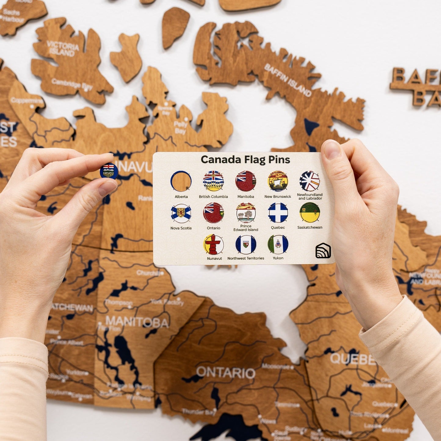 3D Wooden Map of Canada – Oak