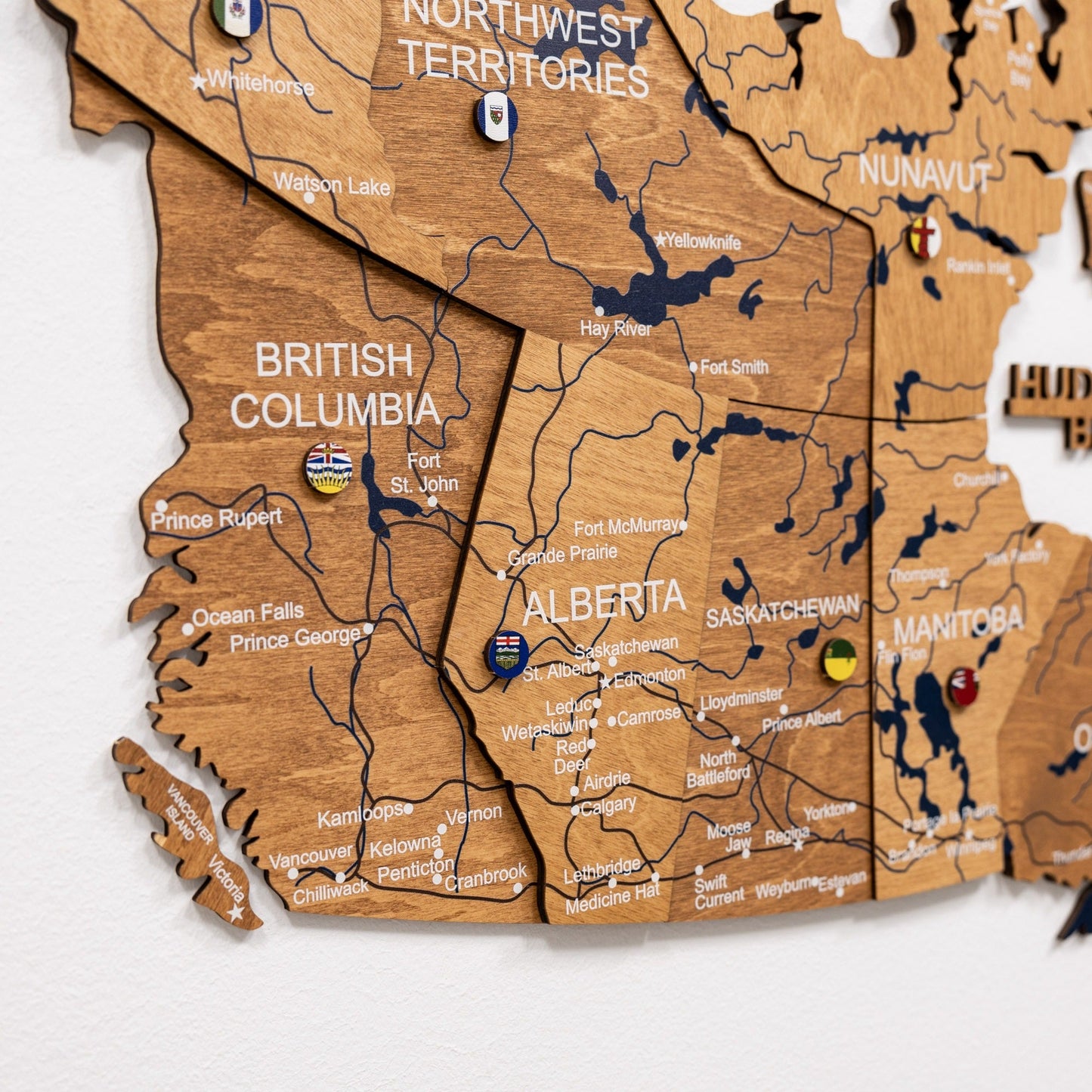 3D Wooden Map of Canada – Oak