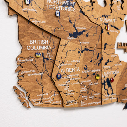 3D Wooden Map of Canada – Oak