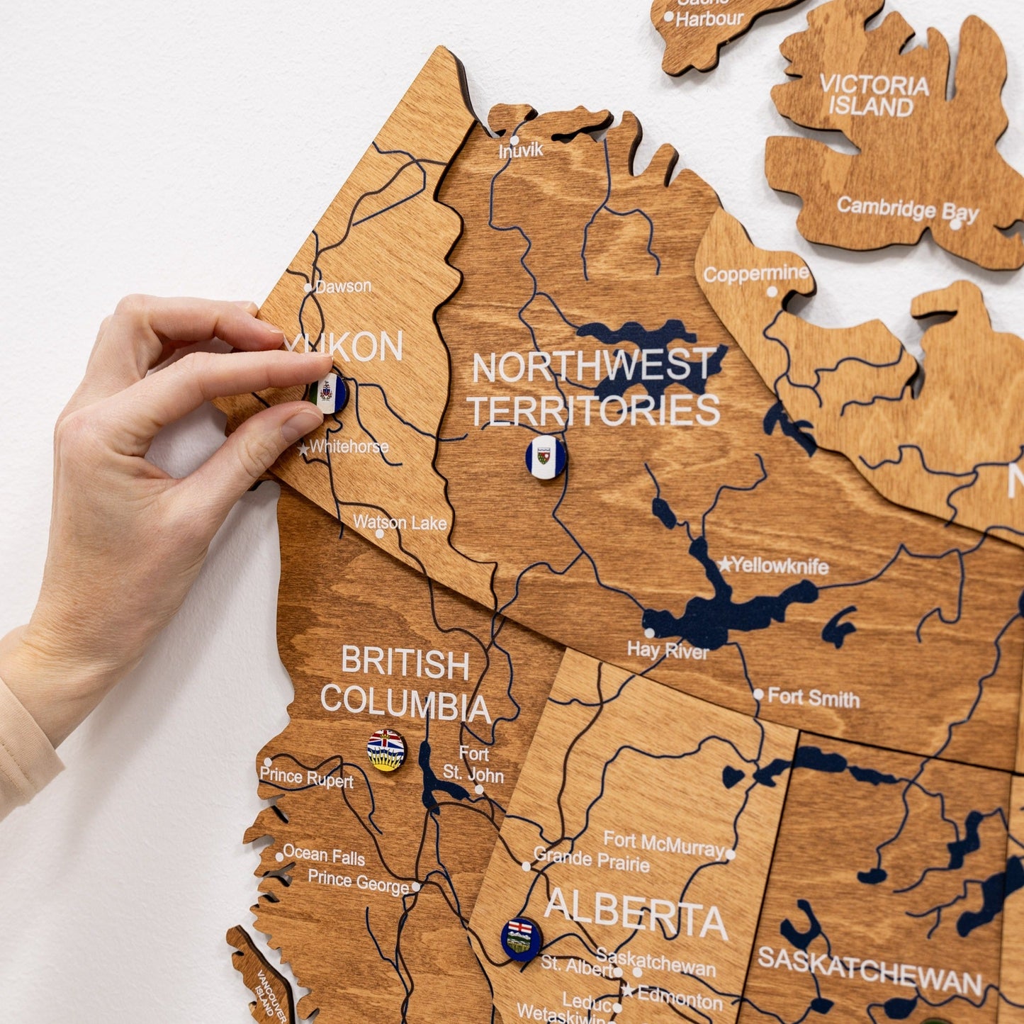 3D Wooden Map of Canada – Oak