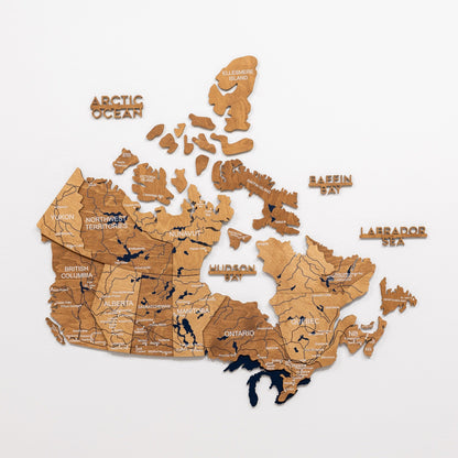 3D Wooden Map of Canada – Oak