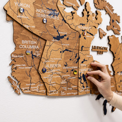3D Wooden Map of Canada – Oak