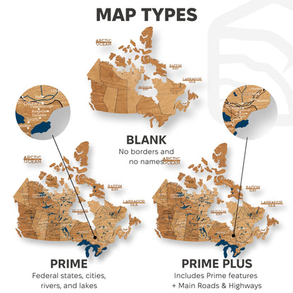3D Wooden Map of Canada – Oak