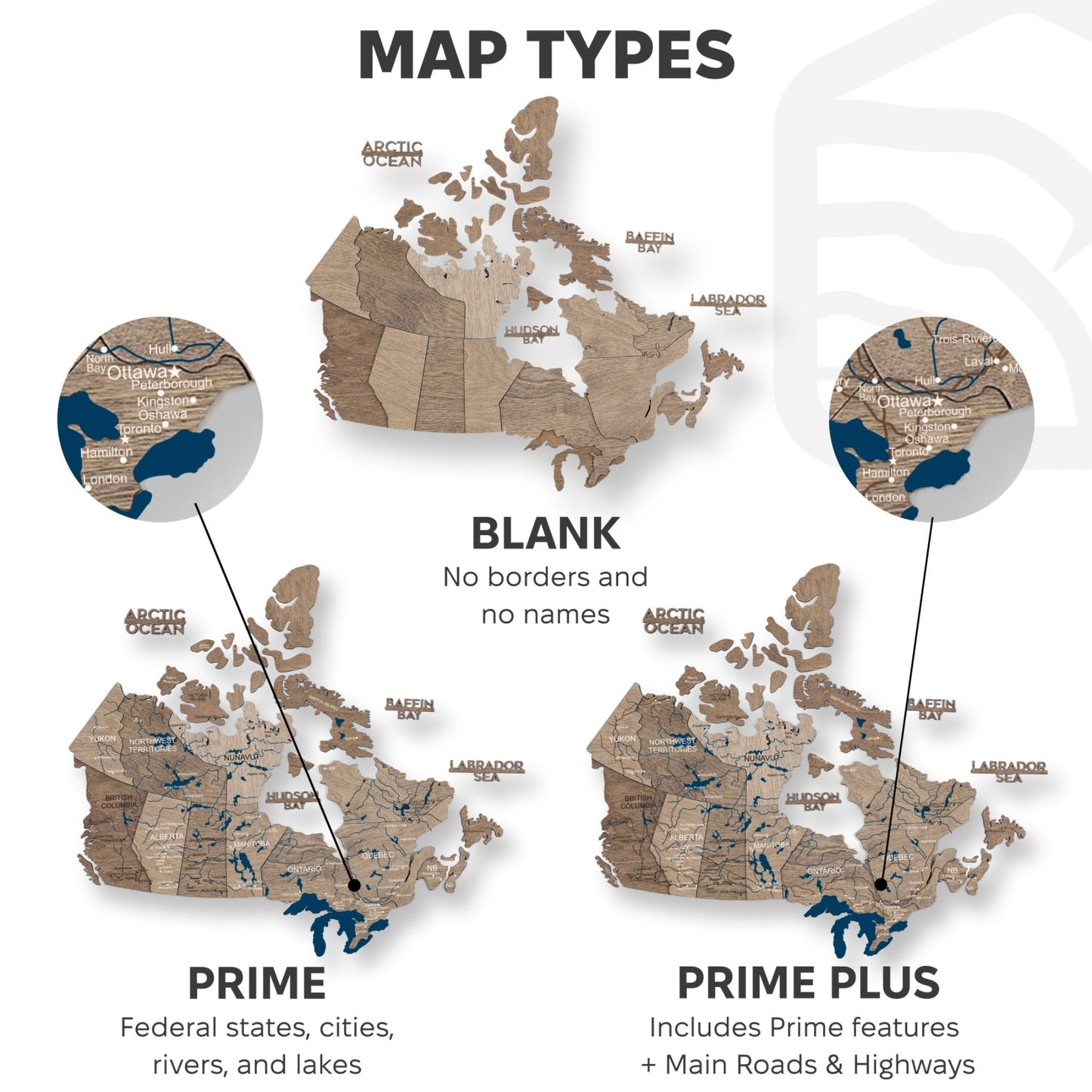 3D Wooden Map of Canada – Terra