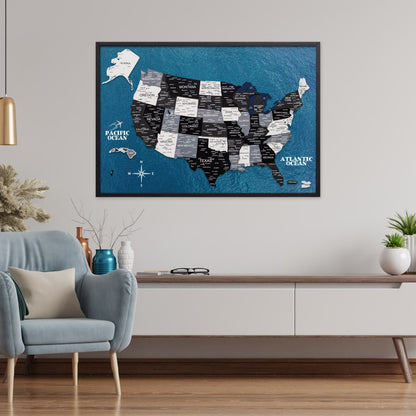 3D Wooden USA Map on Board Nordik